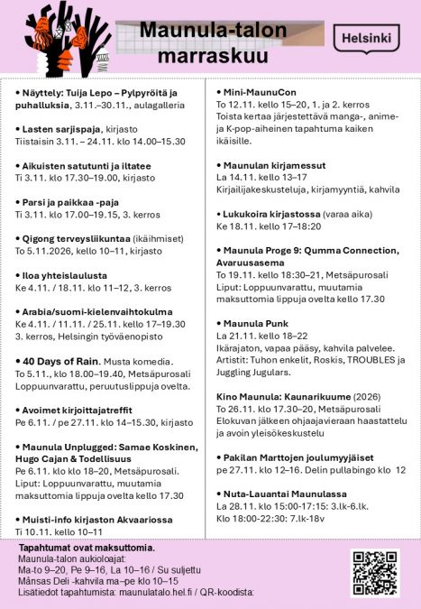 Ohjelmisto, tapahtumia yksittäin listattuna.